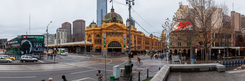 Flinders St Station on a rainy day