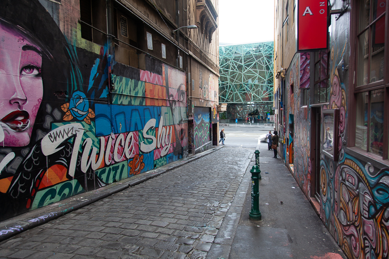 Hosier Lane looking to Federation Square