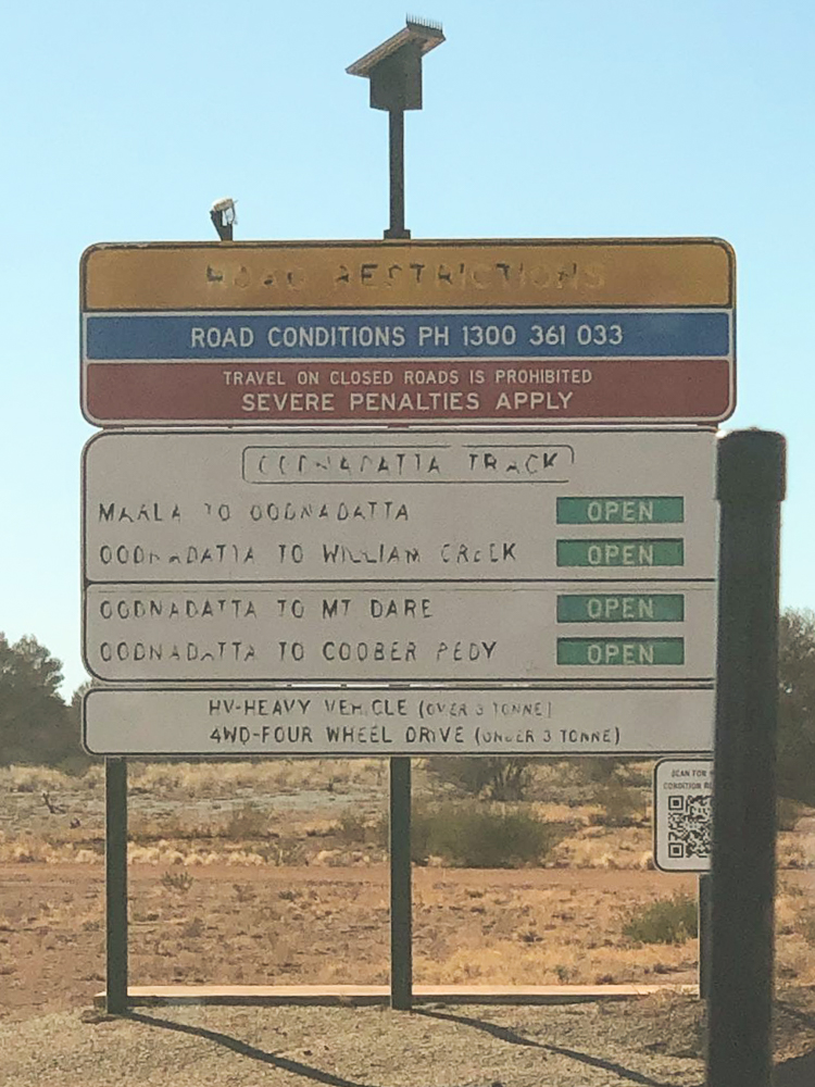 Marla Oodnadatta Track Sign