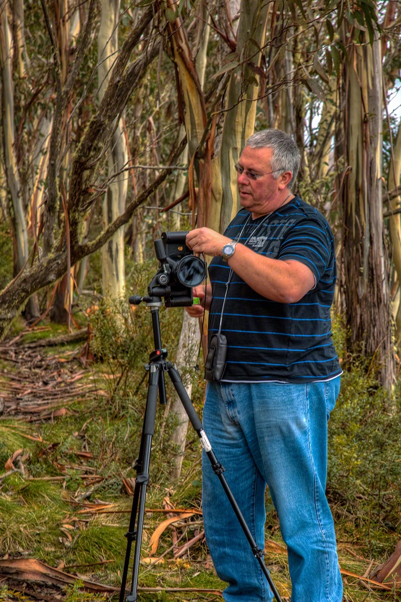 Geoff setting exposure on the Linhof Technorama