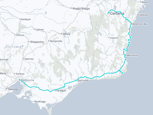 Canberra to Melbourne via the South Coast of NSW